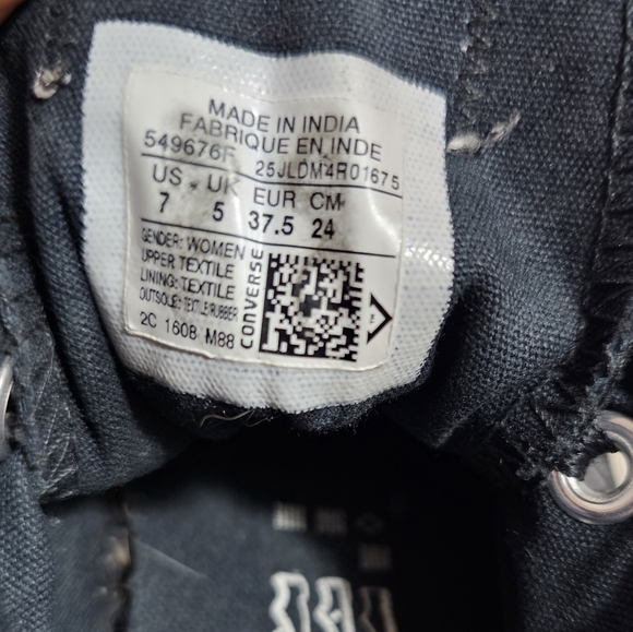 Converse Low Unisex Adults Black with Silver Roses Size 7 - Picture 8 of 8